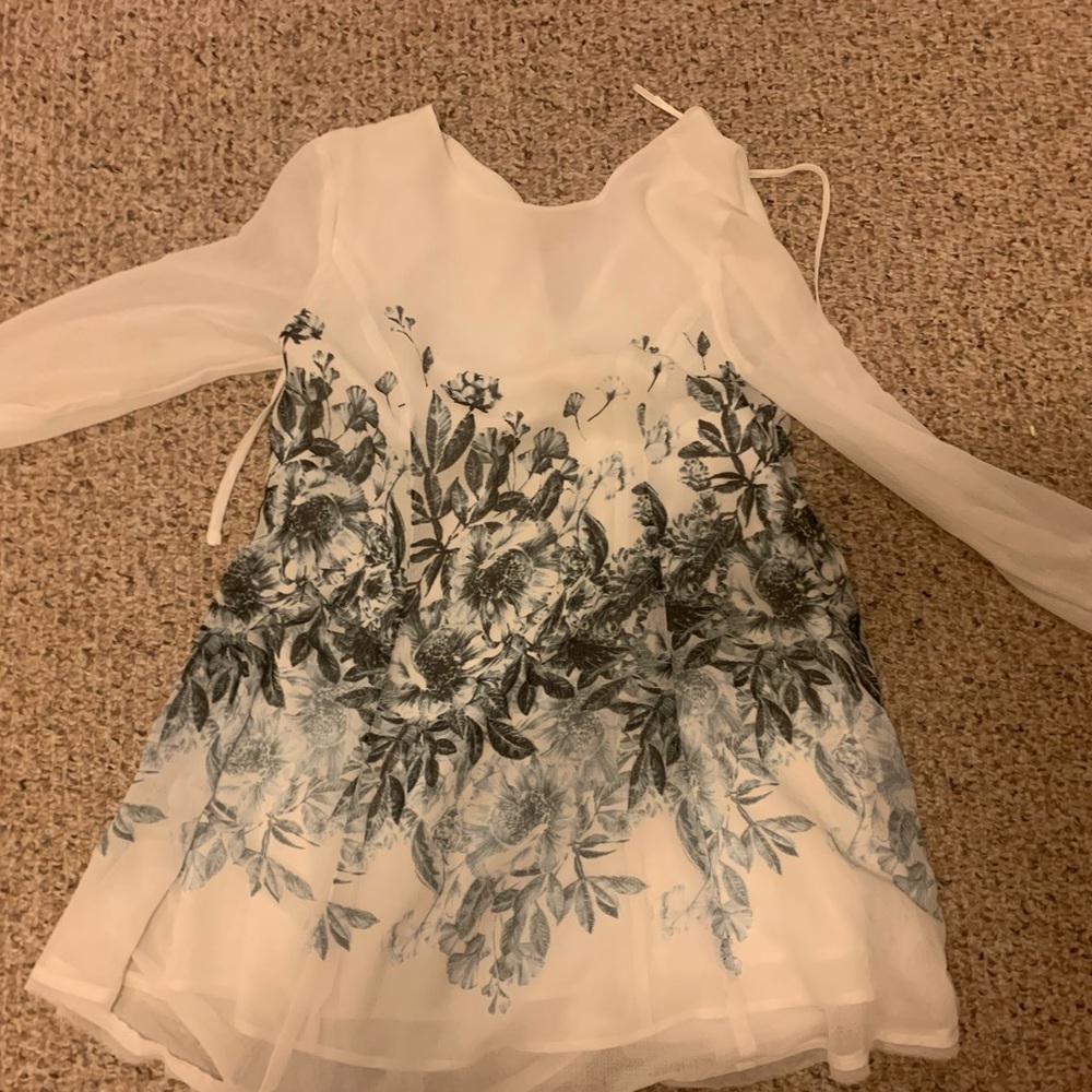 White dress with black floral pattern!